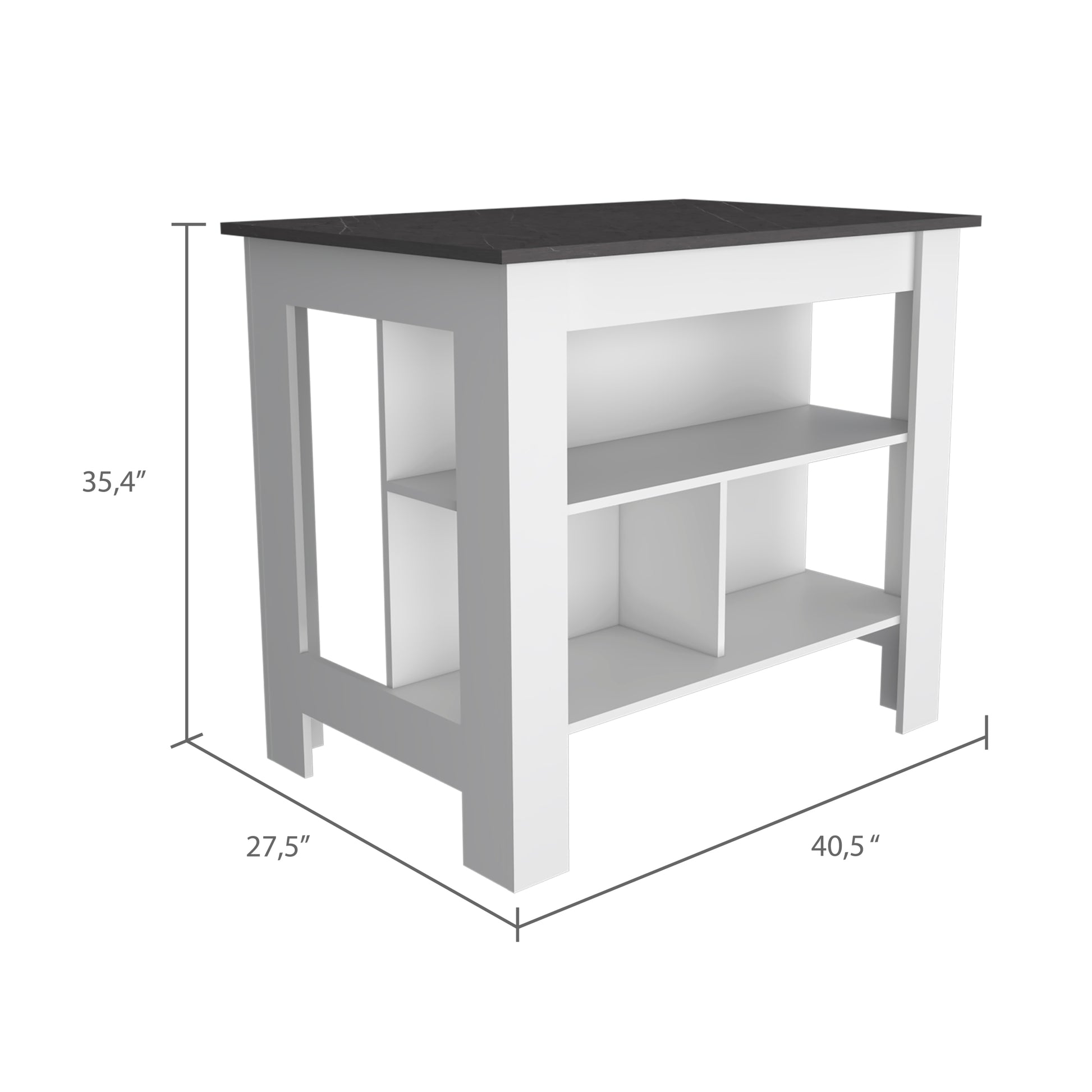 Rockaway 3 Shelf Kitchen Island White And Onix White Particle Board