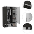 Logan 2 Shelf Armoire Black Wengue And White Black Particle Board