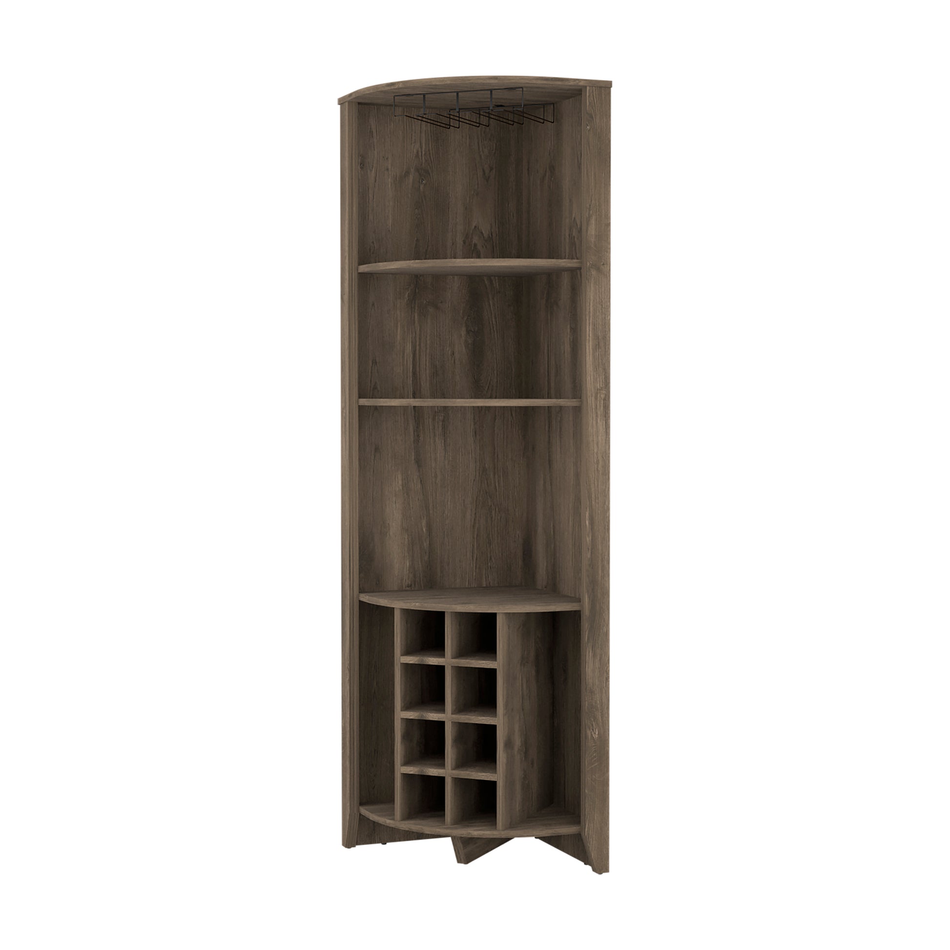 Morgana 8 Bottle 5 Shelf Corner Bar Cabinet Dark Brown Dark Brown Particle Board