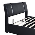 Queen Size Upholstered Faux Leather Platform Bed With A Hydraulic Storage System, Black Black Technical Leather