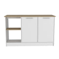 Light Oak And White 2 Shelf Kitchen Island White Particle Board