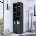 Black Wengue 16 Bottle 1 Shelf Bar Cabinet Black Particle Board