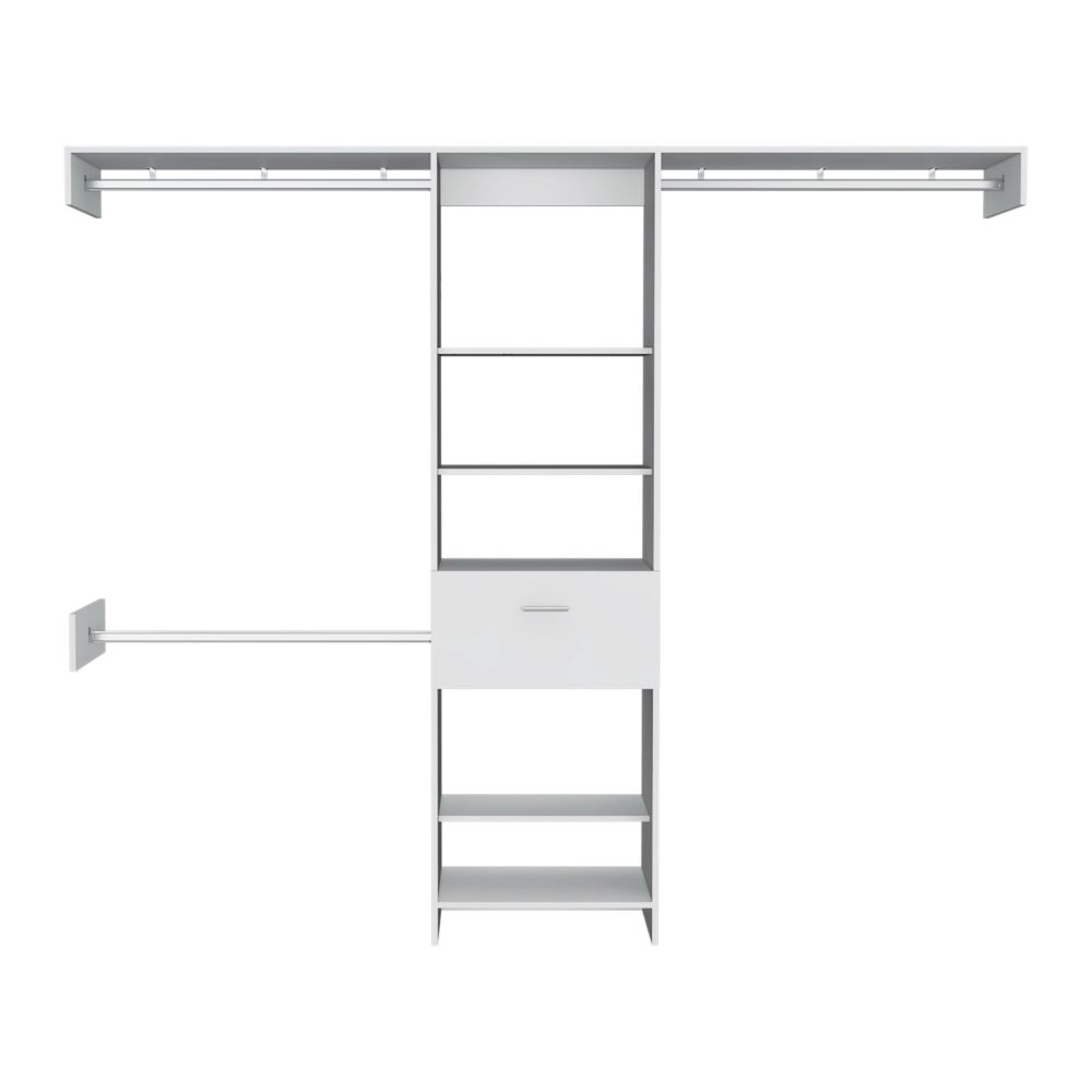 Calveston 1 Drawer 4 Shelf Closet System White White Particle Board