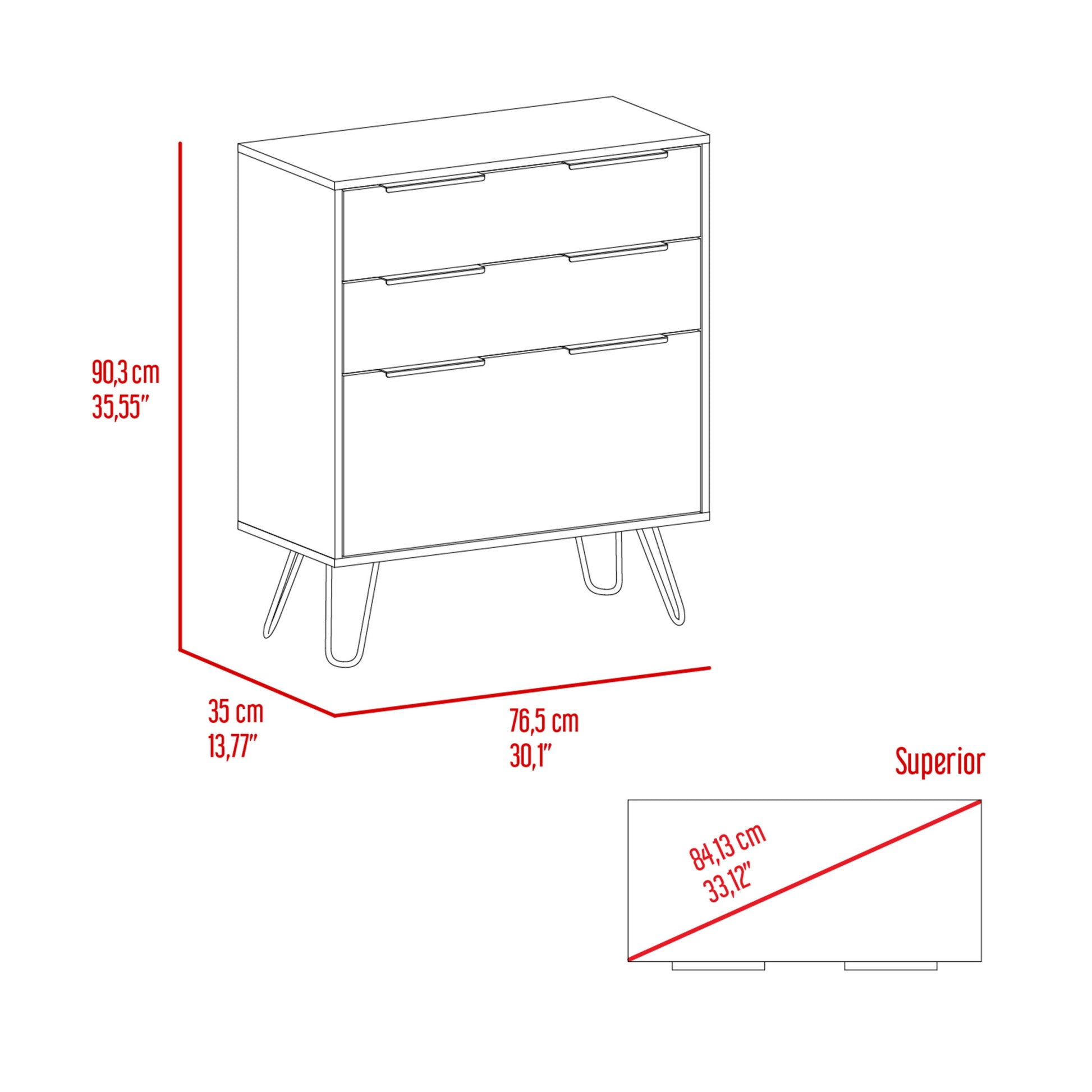 Kirsage 3 Drawer Dresser Light Oak Light Oak Particle Board