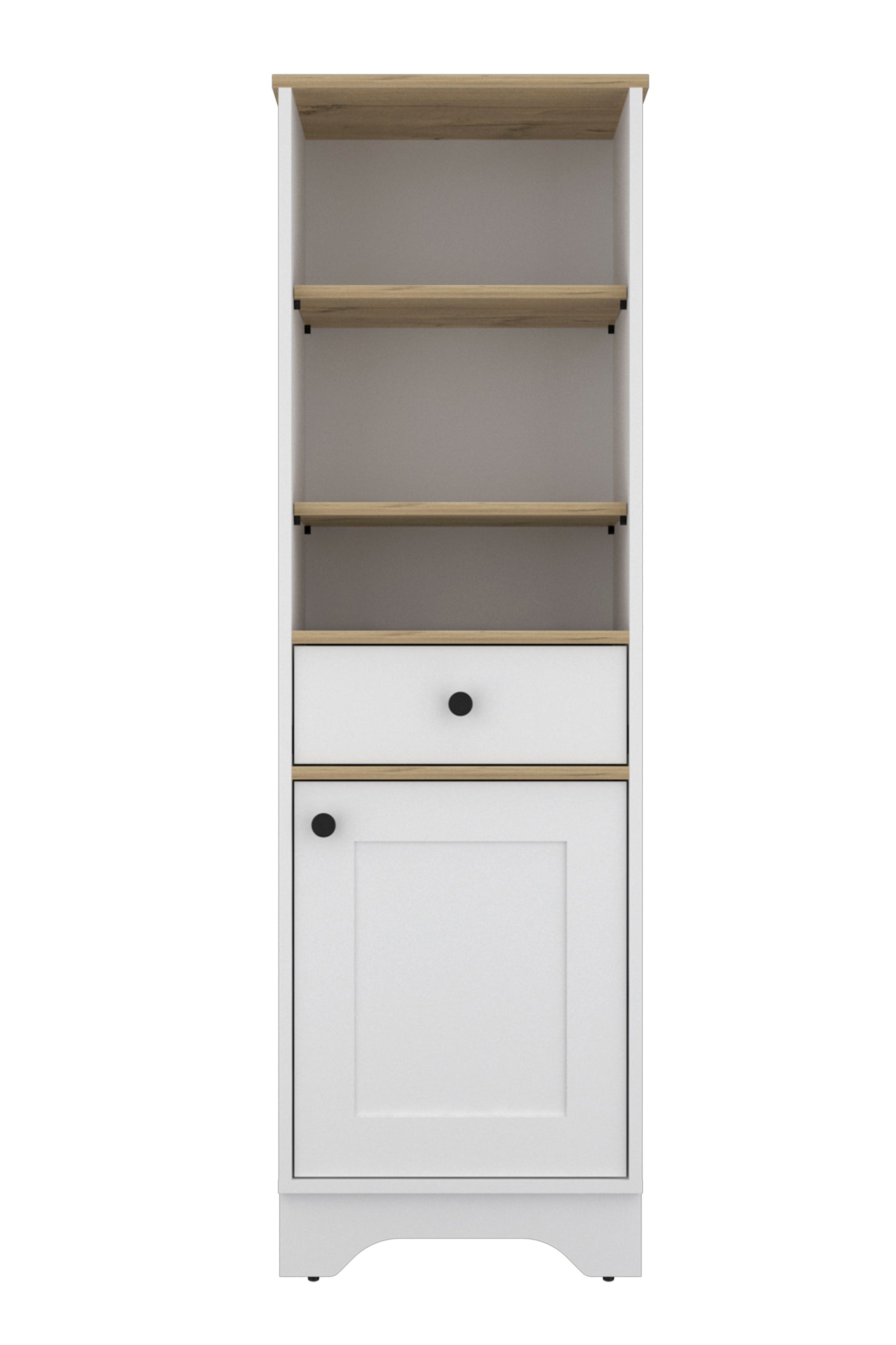 Light Oak And White 1 Drawer 3 Shelf Linen Cabinet White Particle Board