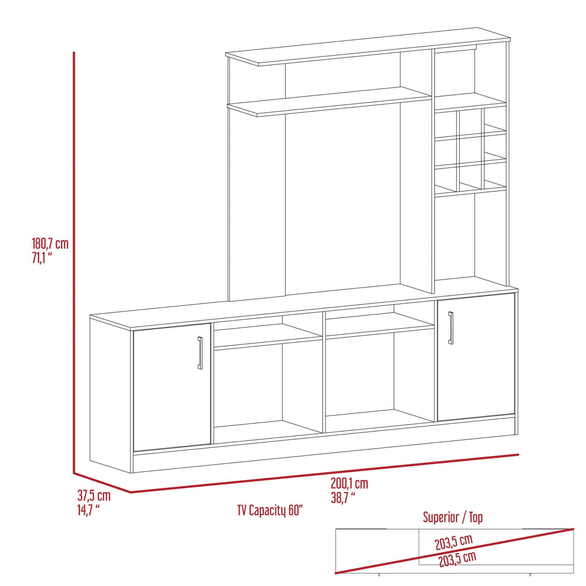 Latrou 6 Bottle 2 Door Entertainment Center Black Wengue Black Primary Living Space 60 Inches 60 69 Inches 60 Inches Particle Board