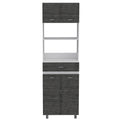 Pembrooke 2 Shelf 1 Drawer Microwave Pantry Cabinet Smokey Oak And White Gray Particle Board