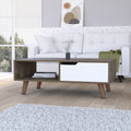 Dark Brown And White 1 Drawer 1 Shelf Rectangle Coffee Table Brown Particle Board