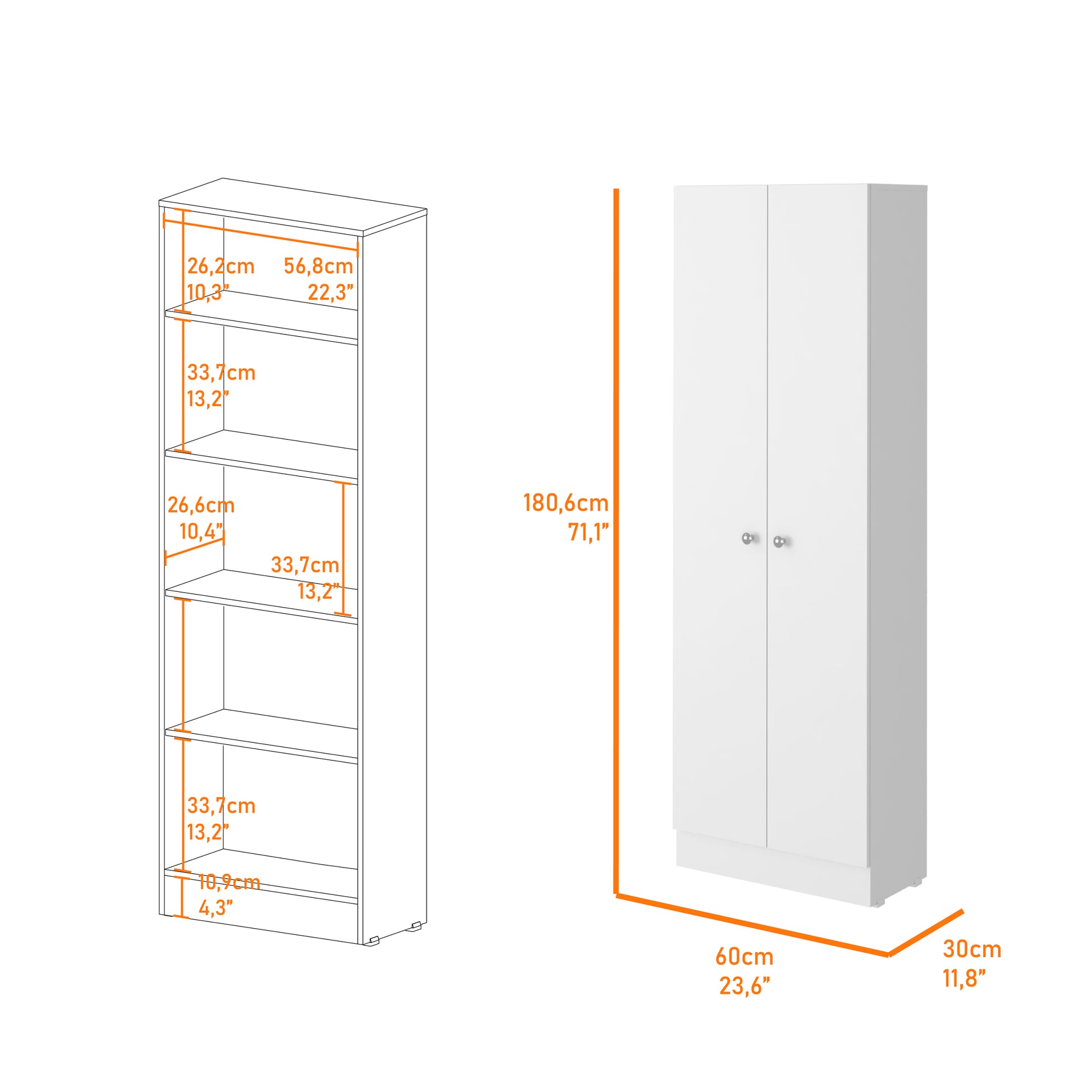 Buxton Rectangle 2 Door Storage Tall Cabinet White White Particle Board