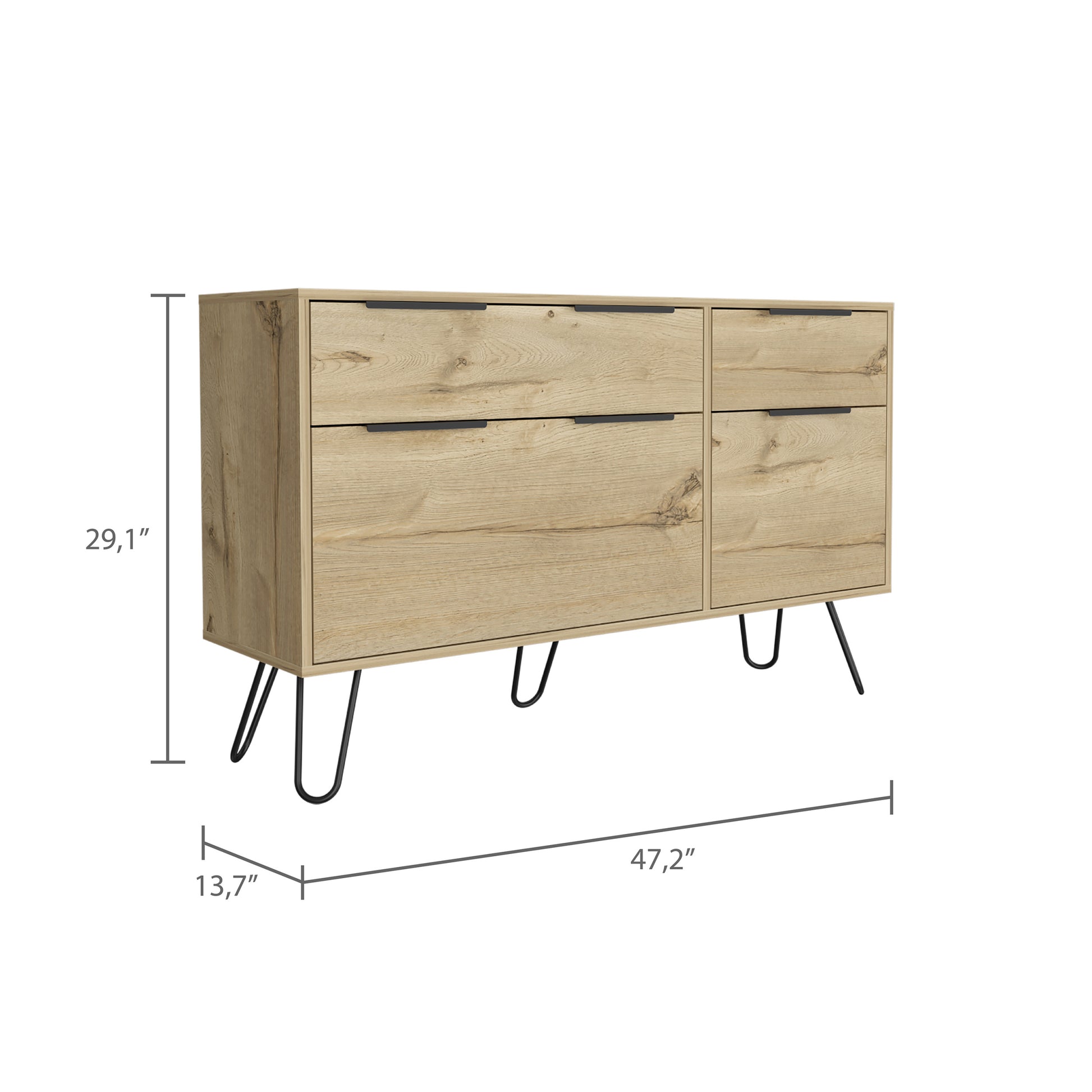 Stowe 4 Drawer Dresser Light Oak Light Oak Particle Board