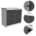 Brookeline Rectangle 2 Door Utility Sink And Cabinet White And Smokey Oak Gray Particle Board