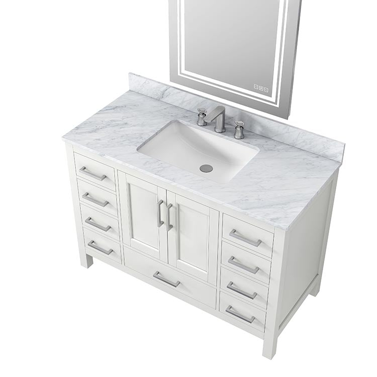 Bathroom Vanity Top49 "X 22" Natural Stonecarrara White Natural Marble, Cupc Ceramic Sink And Three Hole Faucet Hole With Backsplash White Stone