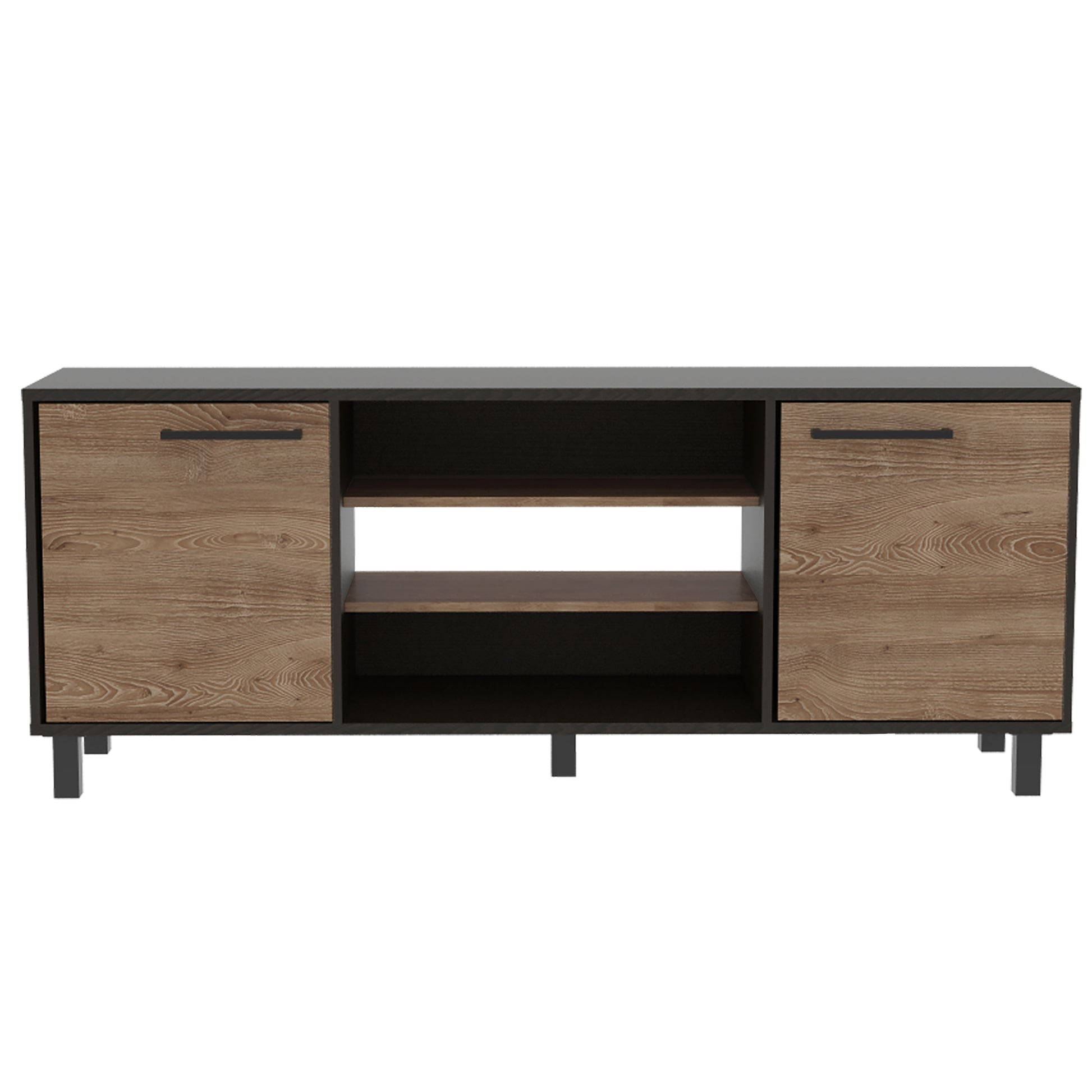 Cannon 3 Shelf 2 Door Tv Stand Carbon Espresso Brown 60 69 Inches Particle Board