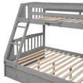 Twin Over Full Bunk Bed With Drawers Ladder And Storage Staircase, Gray Gray Solid Wood Mdf