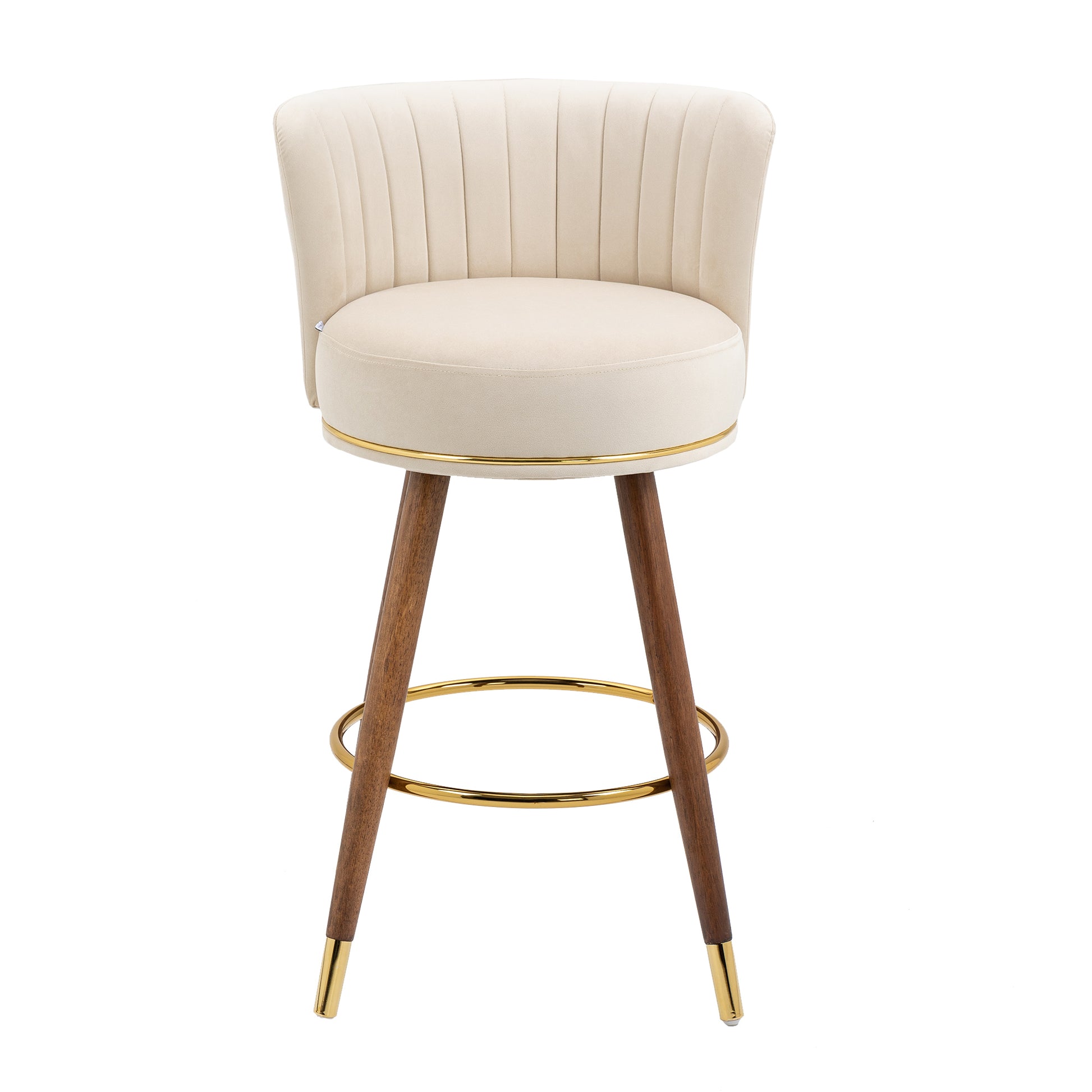 Coolmore Counter Height Bar Stools Set Of 2 For Kitchen Counter Solid Wood Legs With A Fixed Height Of 360 Degrees Ivory Solid Wood