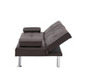 Video Brown Leather Multifunctional Double Folding Sofa Bed For Office With Coffee Table Brown Foam Pvc 2 Seat