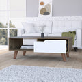 Dark Brown And White 1 Drawer 1 Shelf Rectangle Coffee Table Brown Particle Board