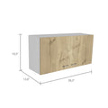 White And Light Oak Rectangle 2 Door Wall Cabinet Beige Particle Board