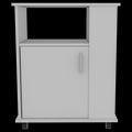 Correy 4 Shelf Microwave Cabinet With Caster White White Particle Board