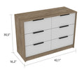 Longhill 6 Drawer Rectangle Dresser Pine And White White Particle Board