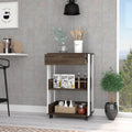 White And Dark Walnut 1 Drawer 2 Shelf Kitchen Cart With Caster Brown Particle Board