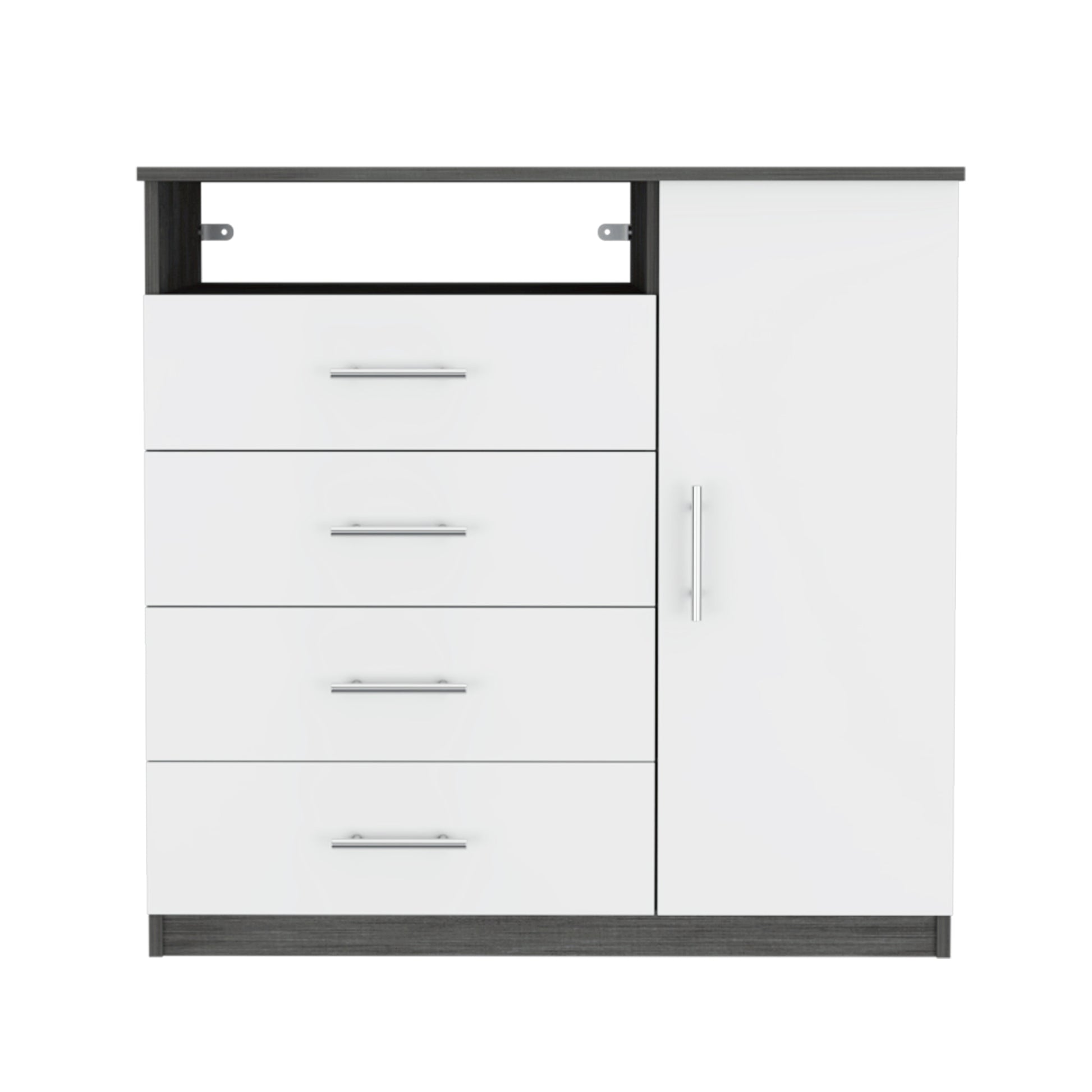 Baylon 4 Drawer 1 Shelf Dresser Smokey Oak And White White Particle Board