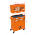 High Capacity Rolling Tool Chest with Wheels and orange-steel