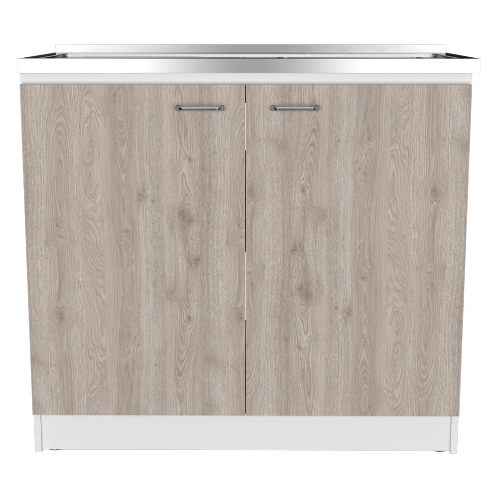 Brookeline Rectangle 2 Door Utility Sink And Cabinet White And Light Gray White Particle Board