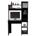 Black Wengue 6 Shelf Writing Desk With Built In Bookcase Black Particle Board