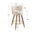 Coolmore Counter Height Bar Stools Set Of 2 For Kitchen Counter Solid Wood Legs With A Fixed Height Of 360 Degrees Ivory Solid Wood