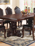 Formal Dining Room Table W Leaf Brown 1Pc Dining Table Only Double Pedestal Base Royal Rectangle Table Brown Espresso Dining Room Luxury,Traditional Rubberwood Rubber Wood