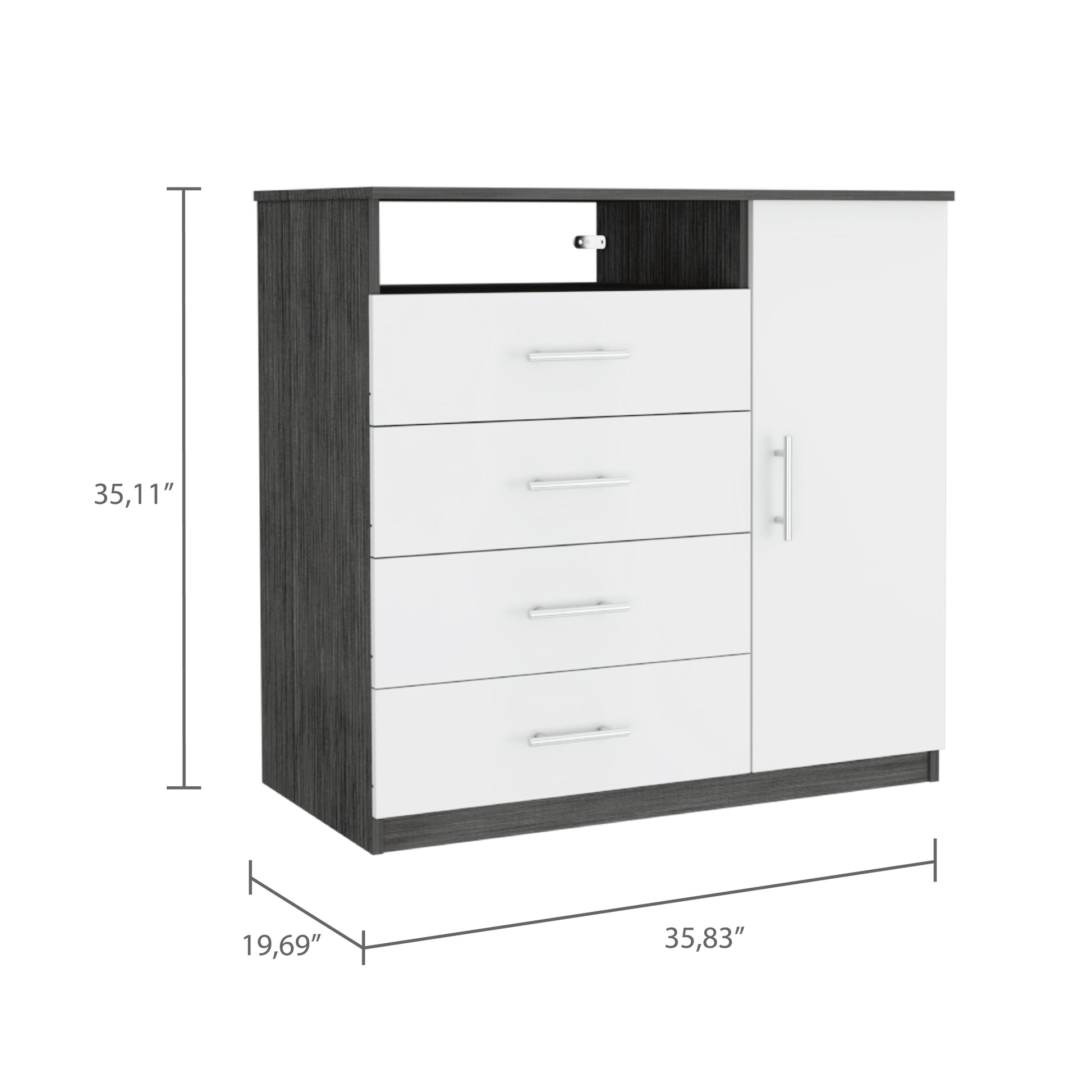 Baylon 4 Drawer 1 Shelf Dresser Smokey Oak And White White Particle Board