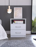 Brookeline 2 Drawer 1 Shelf Rectangle Nightstand White White Particle Board