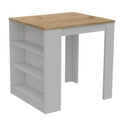 Elkins 3 Drawer Kitchen Island White and Pine white-particle board
