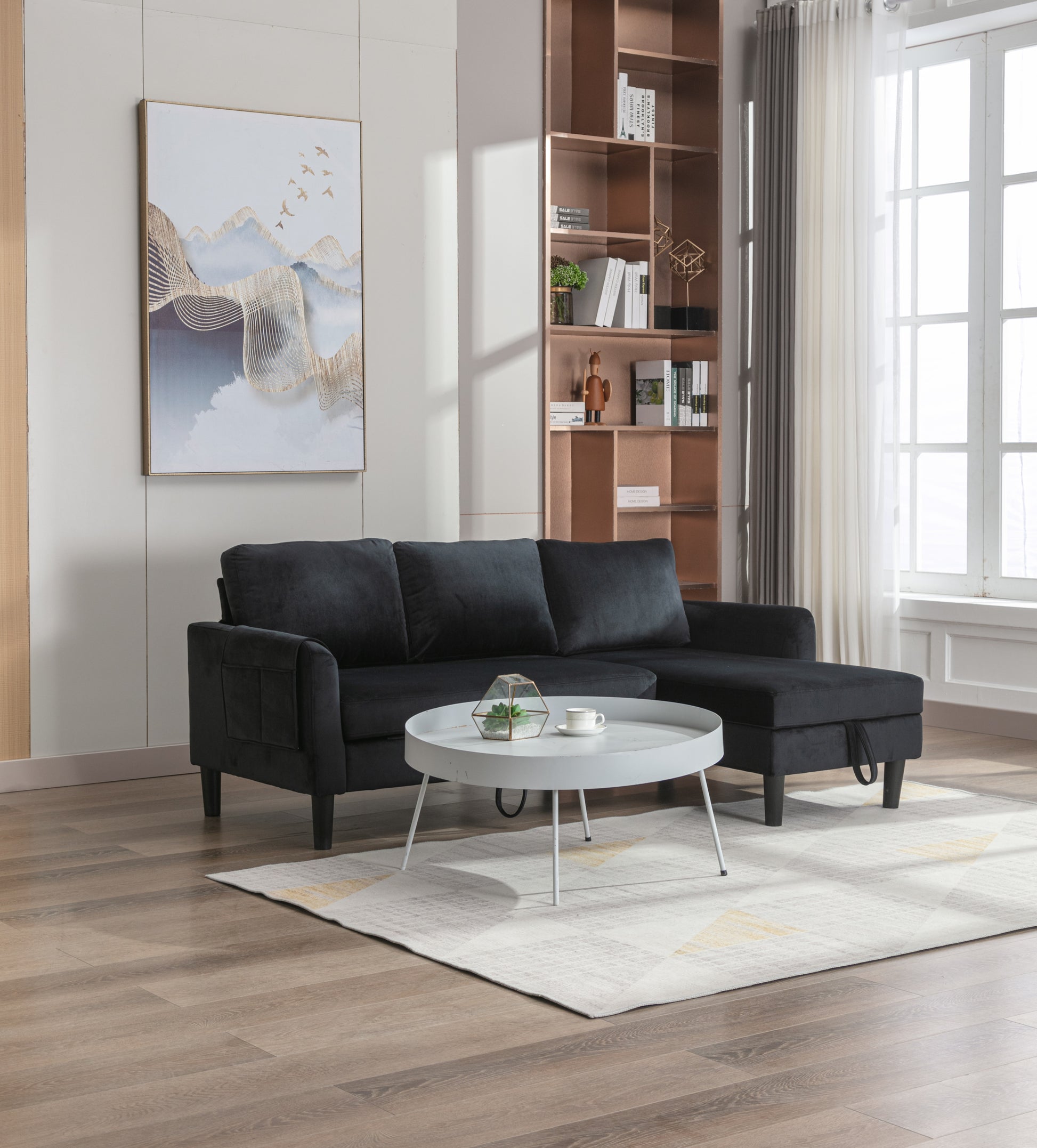 United We Win Sectional Sofa Reversible Sectional Sleeper Sectional Sofa With Storage Chaise Black Polyester