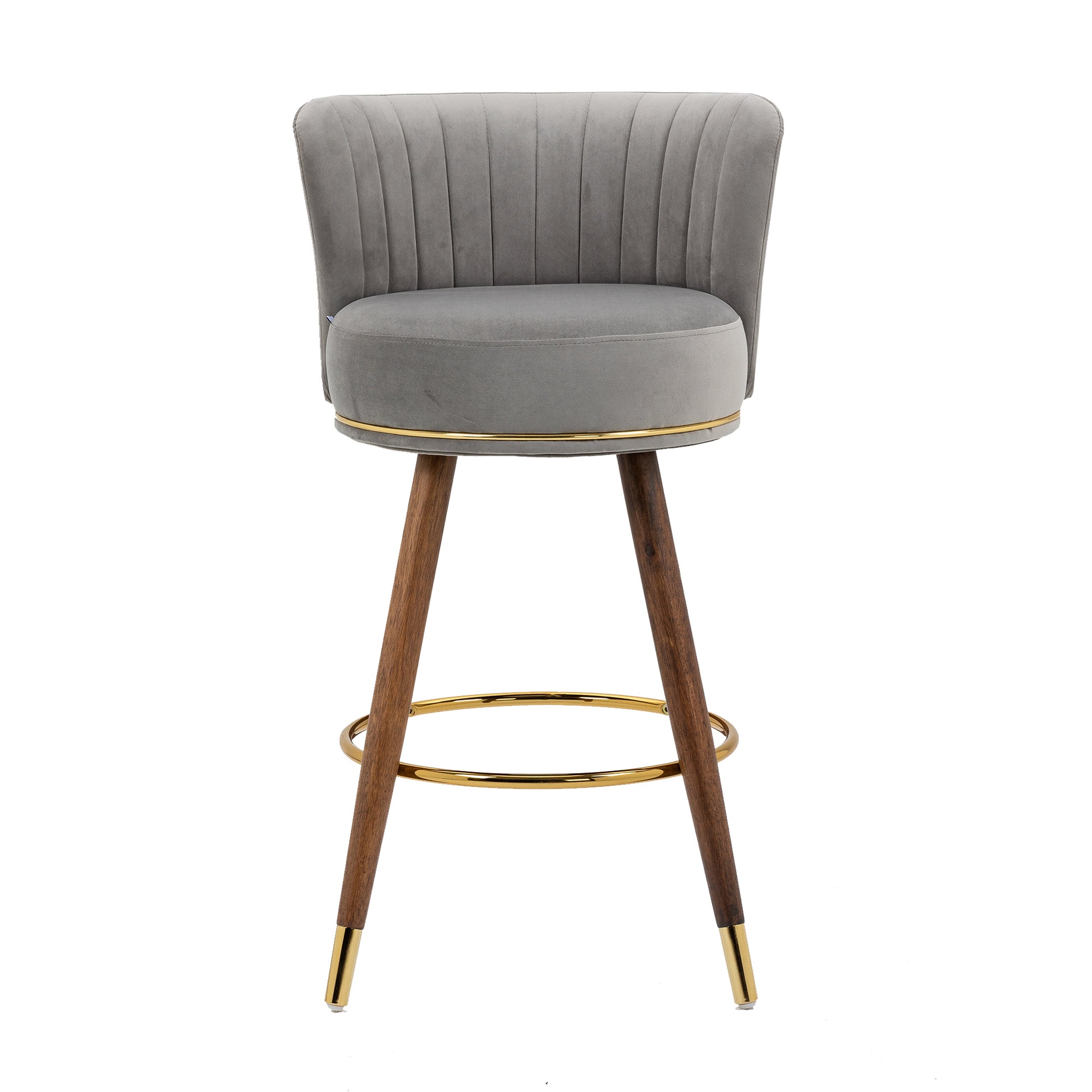 Coolmore Counter Height Bar Stools Set Of 2 For Kitchen Counter Solid Wood Legs With A Fixed Height Of 360 Degrees Gray Solid Wood