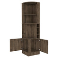 Dark Brown 8 Bottle 2 Shelf Bar Cabinet Freestanding 5 Or More Shelves Brown Primary Living Space Shelves Included Particle Board