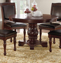 Majestic Formal Dining Room Table Brown 1Pc Dining Table Only Pedestal Base Royal Round Table Brown Brown Dining Room Traditional Rubberwood Rubber Wood Pedestal