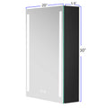 30X20 Inch Led Bathroom Medicine Cabinet Surface Mounted Cabinets With Lighted Mirror Black Modern Aluminium