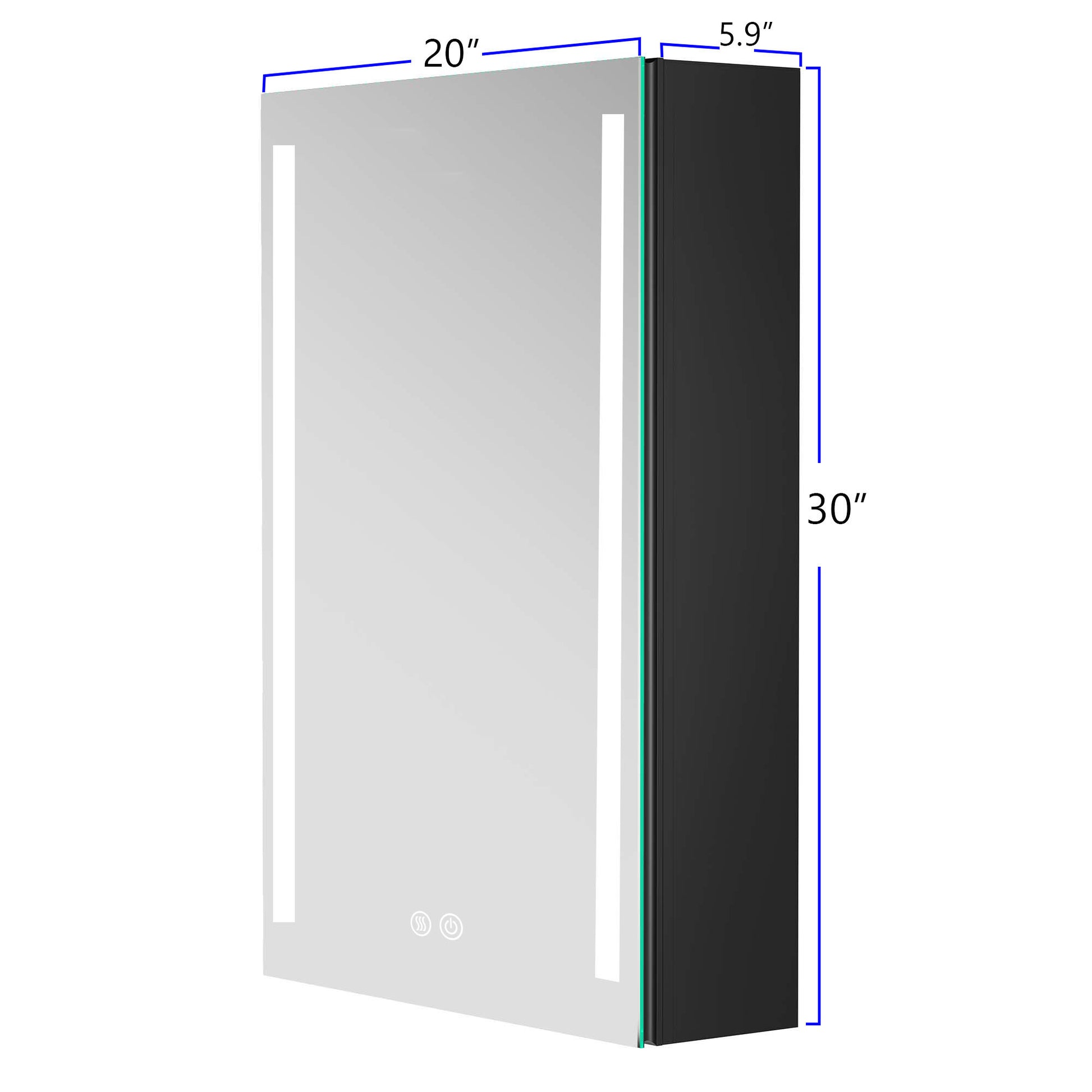 30X20 Inch Led Bathroom Medicine Cabinet Surface Mounted Cabinets With Lighted Mirror Black Modern Aluminium