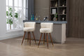 Coolmore Counter Height Bar Stools Set Of 2 For Kitchen Counter Solid Wood Legs With A Fixed Height Of 360 Degrees Ivory Solid Wood