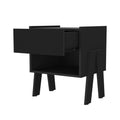 Black Wengue 1 Drawer 1 Shelf Nightstand Black Particle Board