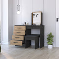 Black And Pine 4 Drawer Makeup Dressing Table With Stool Black Particle Board