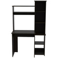 Black Wengue 6 Shelf Writing Desk With Built In Bookcase Black Particle Board