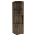 Dark Brown 8 Bottle 2 Shelf Bar Cabinet Freestanding 5 Or More Shelves Brown Primary Living Space Shelves Included Particle Board