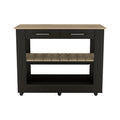 Rockaway 2 Drawer 2 Shelf Kitchen Island Black Wengue And Light Oak Black Particle Board