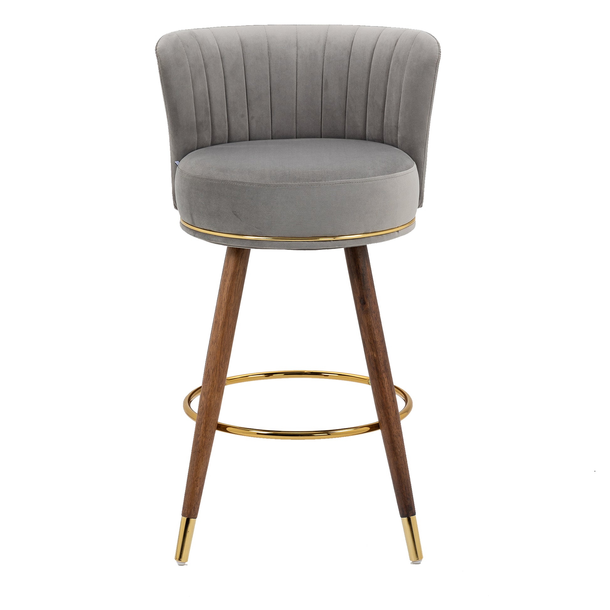 Coolmore Counter Height Bar Stools Set Of 2 For Kitchen Counter Solid Wood Legs With A Fixed Height Of 360 Degrees Gray Solid Wood