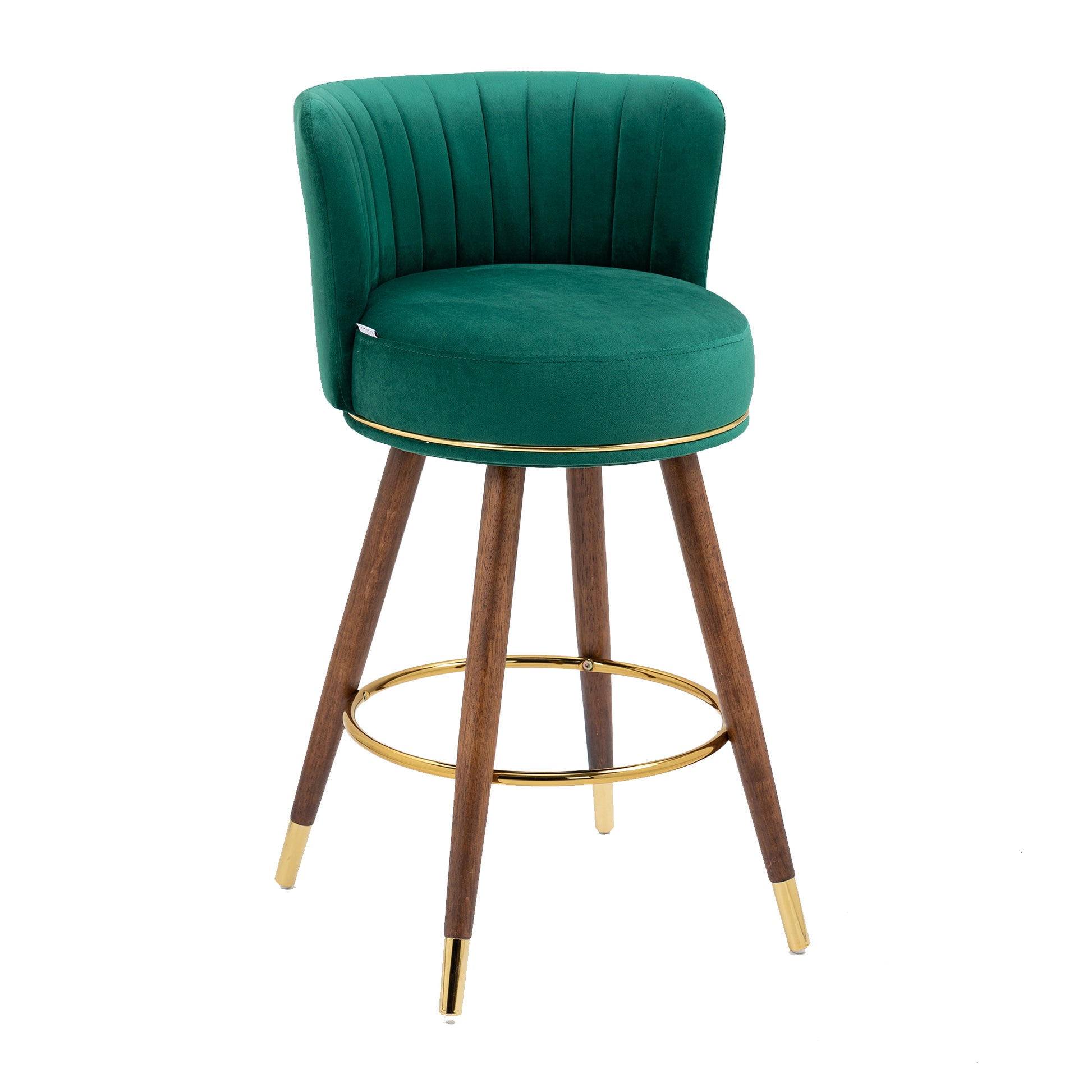 Coolmore Counter Height Bar Stools Set Of 2 For Kitchen Counter Solid Wood Legs With A Fixed Height Of 360 Degrees Emerald Solid Wood