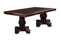 Formal Dining Room Table W Leaf Brown 1Pc Dining Table Only Double Pedestal Base Royal Rectangle Table Brown Espresso Dining Room Luxury,Traditional Rubberwood Rubber Wood