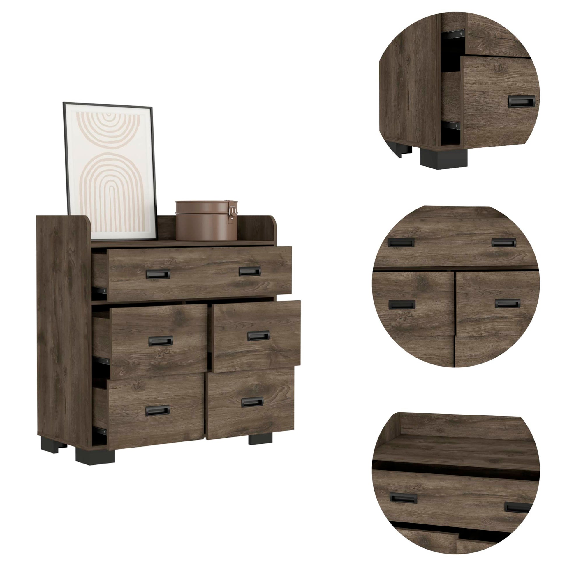 Edgemont 5 Drawer Dresser Dark Brown Dark Brown Particle Board Edgemont 5 Drawer Dresser Dark Brown Dark Brown Particle Board